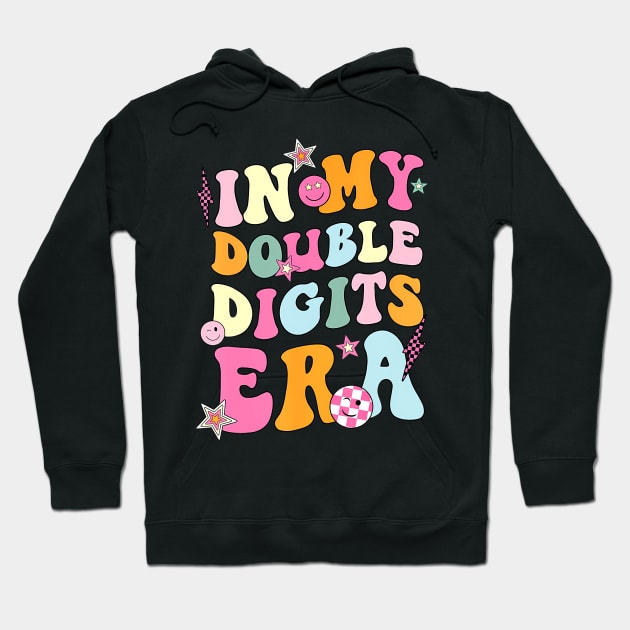 In My Double Digits Era Retro 10 Year Old 10th Birthday Girl Hoodie by Cortes1